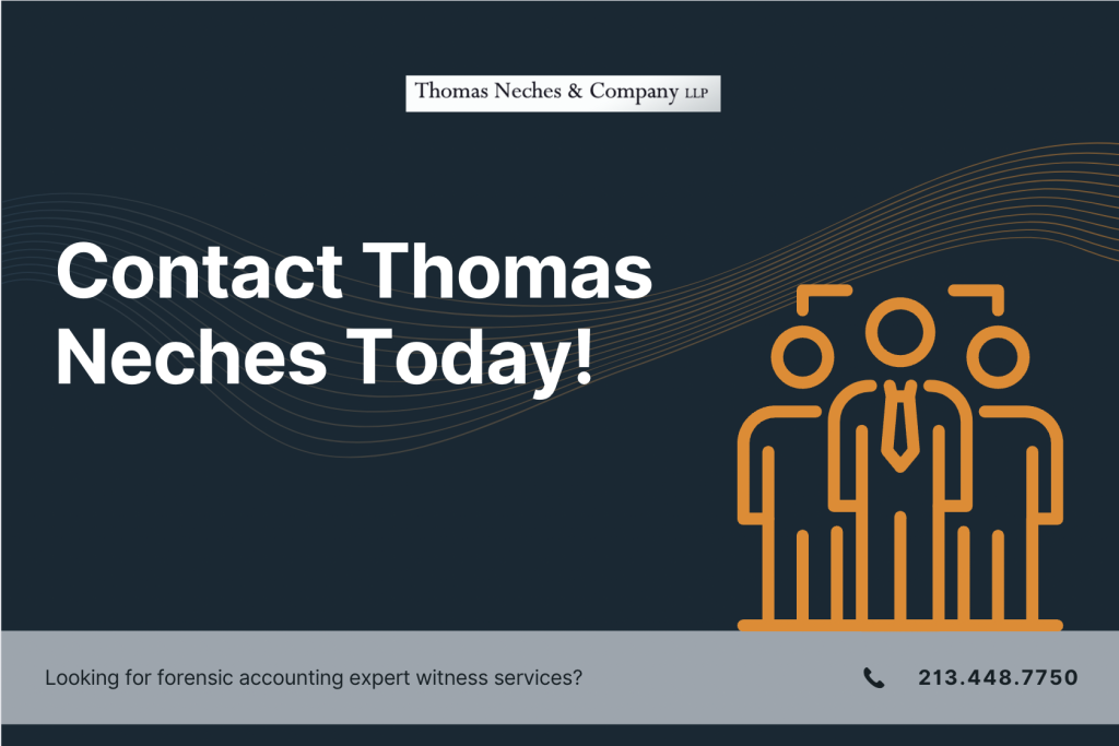 Contact thomas neches today written on a black background with an orange icon on the right hand side